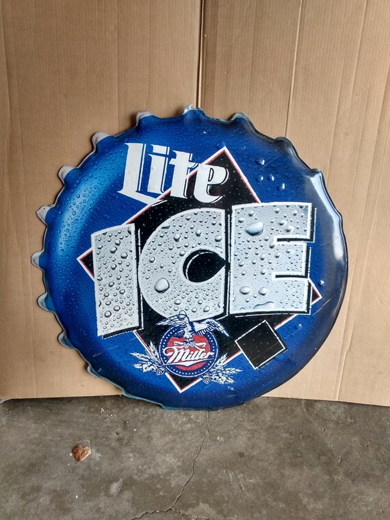 Vintage Extra Large Bottle Cap Promo Beer Sign Miller Lite Bar Etsy