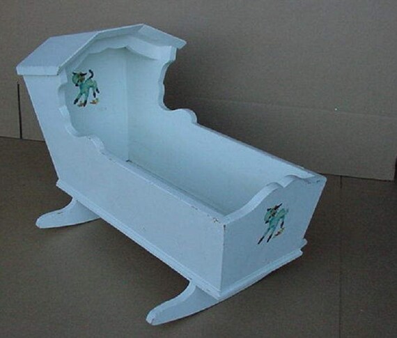 antique wooden doll cradle