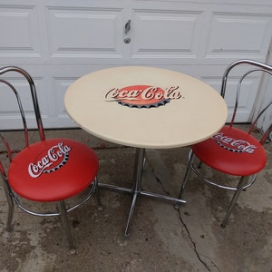vintage mid century modern coca cola soda pop diner table and chair set coke bar game room decor