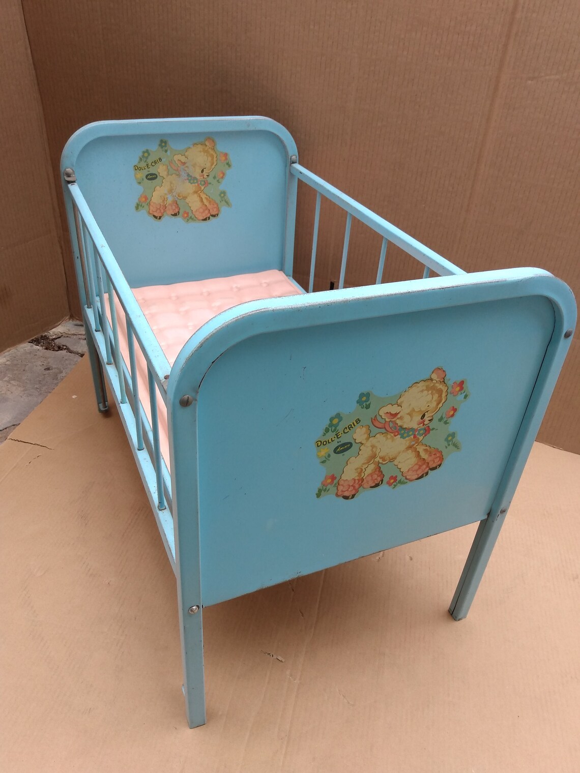 Vintage metal 1950's baby doll crib amsco dollecrib blue Etsy