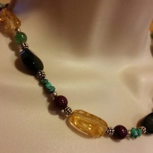 Aventurine and Citrine necklace/turquoise and Jade necklace/ Sterling Silver necklace