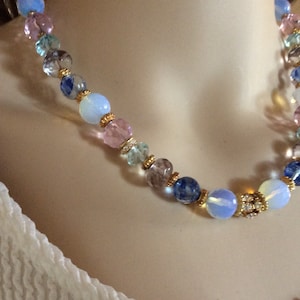 Multi color necklace, smokey quartz necklace, agates necklace,