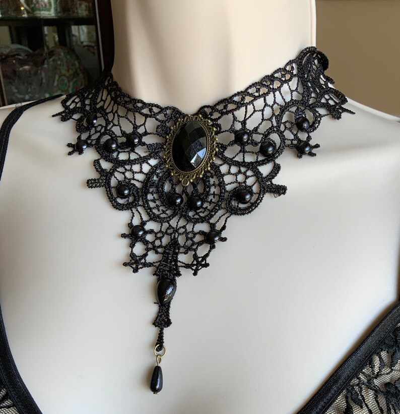 Black choker, lace choker, victorian choker image 2