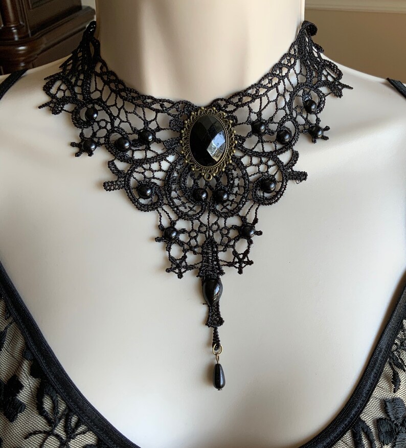 Black choker, lace choker, victorian choker image 1