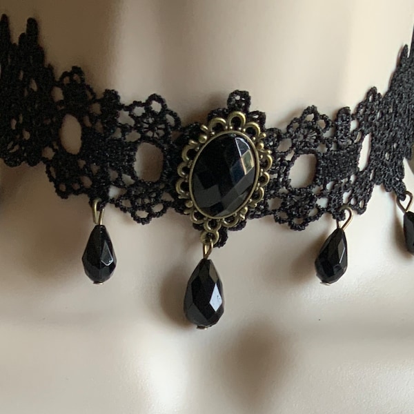 Choker, black lace choker, gothic choker, victorian choker