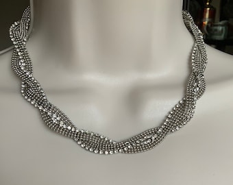 Chain necklace, rhinestone necklace, silver necklace