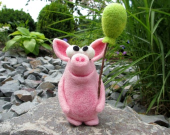 Pig, felt pig "Frederick" with balloon - will be made especially for you - processing time: 30 days