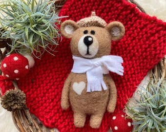 Bear, felt bear "Knut" - camel brown - ready for shipment