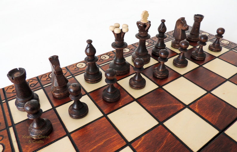 Hand Crafted Consul Wooden Chess set 47cm 18.8 inches with weighted pieces