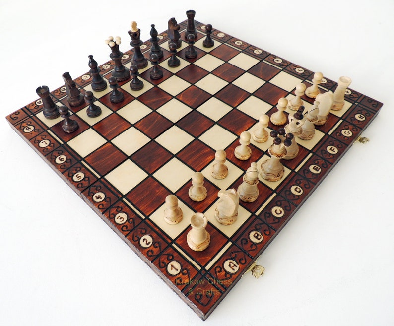 Hand Crafted Consul Wooden Chess set 47cm 18.8 inches with weighted pieces