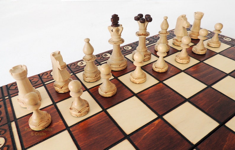 Hand Crafted Consul Wooden Chess set 47cm 18.8 inches with weighted pieces