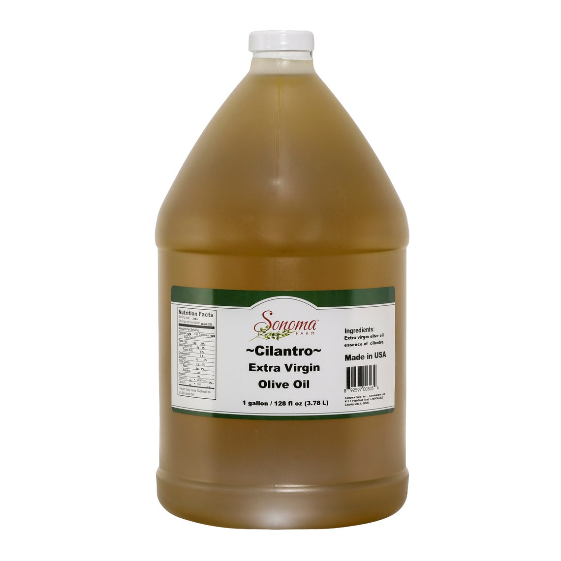 Cilantro Infused Extra Virgin Olive Oil Bulk 1 Gallon / 3.8 Liters