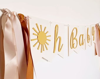 Neutral Baby Shower Banner, Boho Sun Baby Shower Decor, Oh Baby Sun Backdrop, Personalized Banner, Baby Sprinkle Garland, Warm Colors Shower