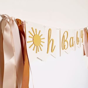 Neutral Baby Shower Banner, Boho Sun Baby Shower Decor, Oh Baby Sun Backdrop, Personalized Banner, Baby Sprinkle Garland, Warm Colors Shower