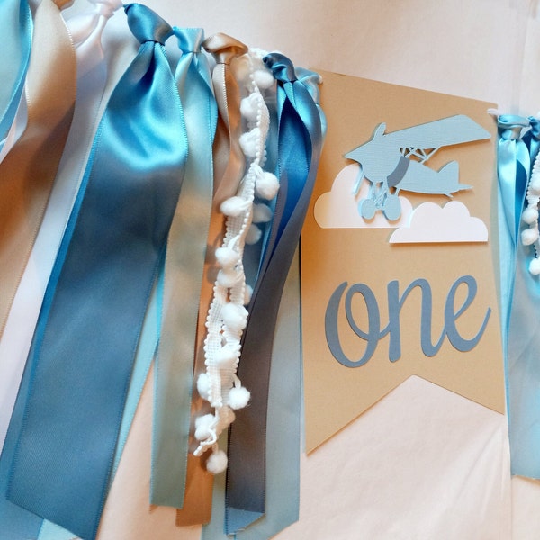 Vintage Plane Birthday Banner, Time Flies 1st Birthday Decor, Airplane High Chair Banner, First Birthday Boy, Cake Smash Boy Plane Theme