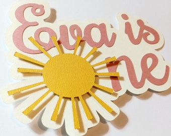 Custom Name Sunshine Cake Topper, Personalized Cake Topper, Cake Topper With Name, Cursive One Topper, Sun Theme Cake, Sun Smash Cake Topper