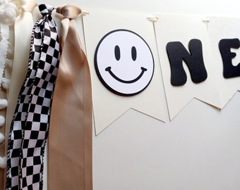 One Happy Dude Banner, Smiley Face Birthday Decor, Neutral One Happy Boy Sign, One Cool Dude Garland, One Happy Babe, One Rad Dude Tassels