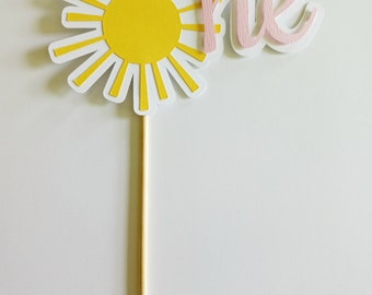 Yellow And Pink Sunshine Cake Topper, One Sun Cake Topper, One Topper Girl, Sun Cake Props, Sun Smash Cake, Cake Decor, Script One