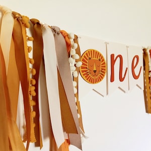 Boho Lion Banner, Lion First Birthday, Lion Decorations, Lion Highchair Garland, King Of The Jungle, Wild One Boy, Wild Things Decor