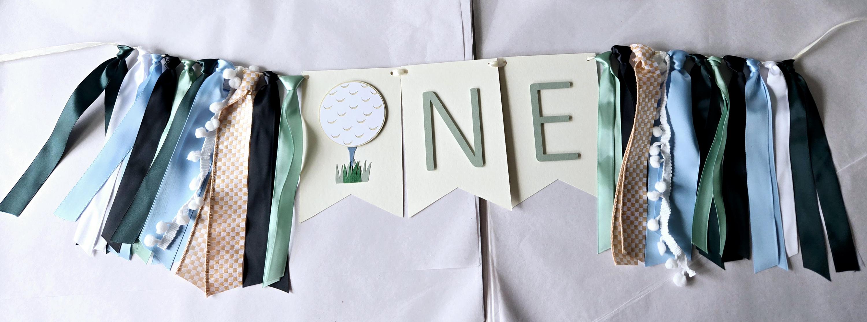 Green Golf High Chair Banner, Blue Hole In One Sign, Hole In One Birthday Decor, First Birthday Boy Golfing Theme, Masters 1st Birthday Boy