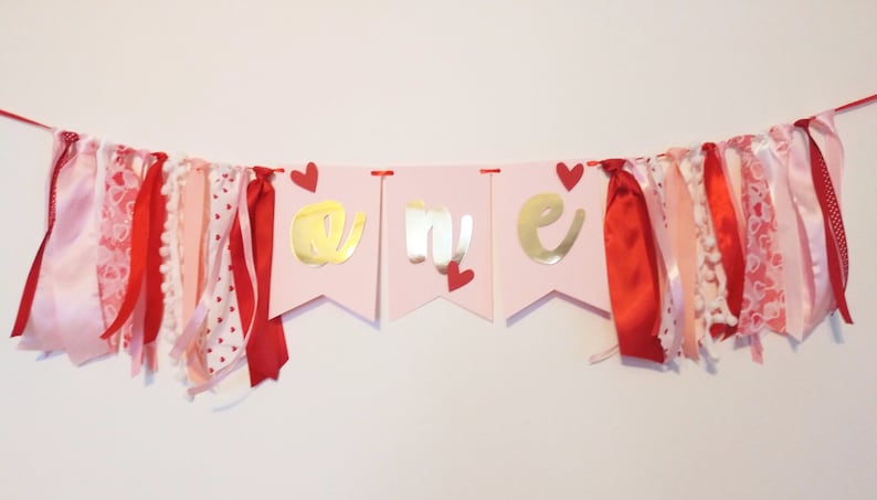 Heart Themed Baby Girl Birthday Decorations Sweet One 1 Year Garland Sweetheart Banner Valentines Banner Valentine Day Birthday