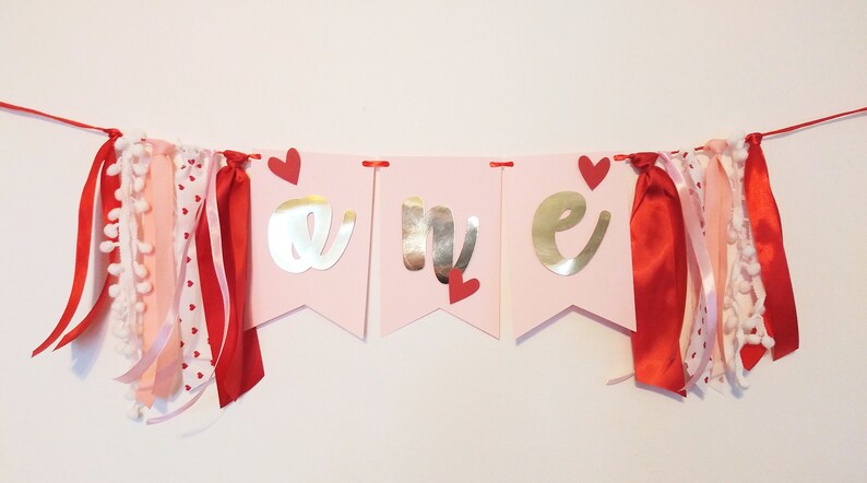 Heart Themed Baby Girl Birthday Decorations Sweet One 1 Year Garland Sweetheart Banner Valentines Banner Valentine Day Birthday