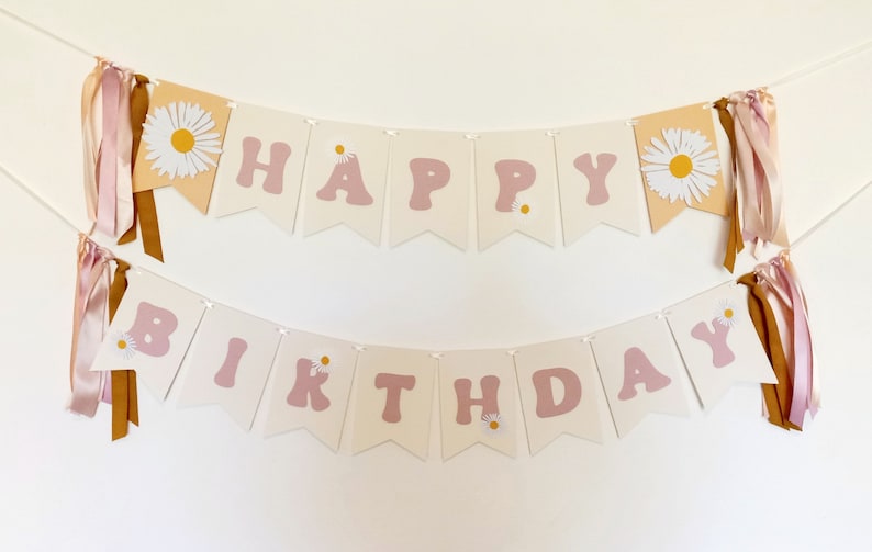 Daisy Banner Daisy Happy Birthday Garland Flower First Etsy