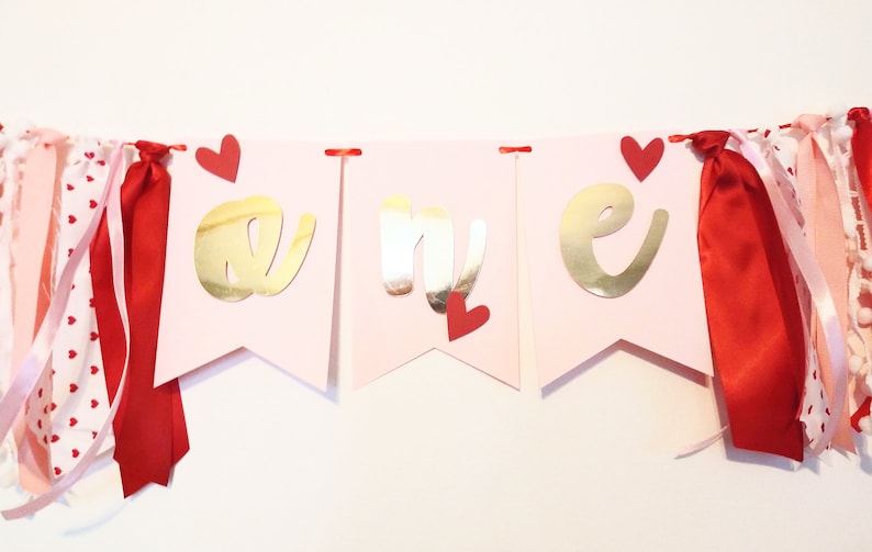 Heart Themed Baby Girl Birthday Decorations Sweet One 1 Year Garland Sweetheart Banner Valentines Banner Valentine Day Birthday