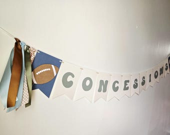 Concessions Banner, Football Party Decor, Concessions Sign, Concessions Cake Table Banner