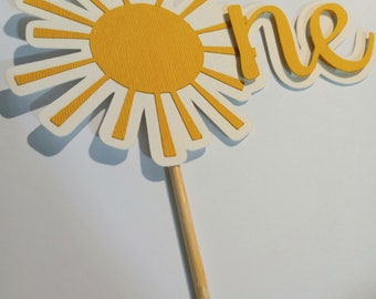 Mustard Sunshine Cake Topper, One Sun Cake Topper, Cursive One Topper, Neutral Sun Cake, Sun Smash Cake, Modern Cake Decor, Script One