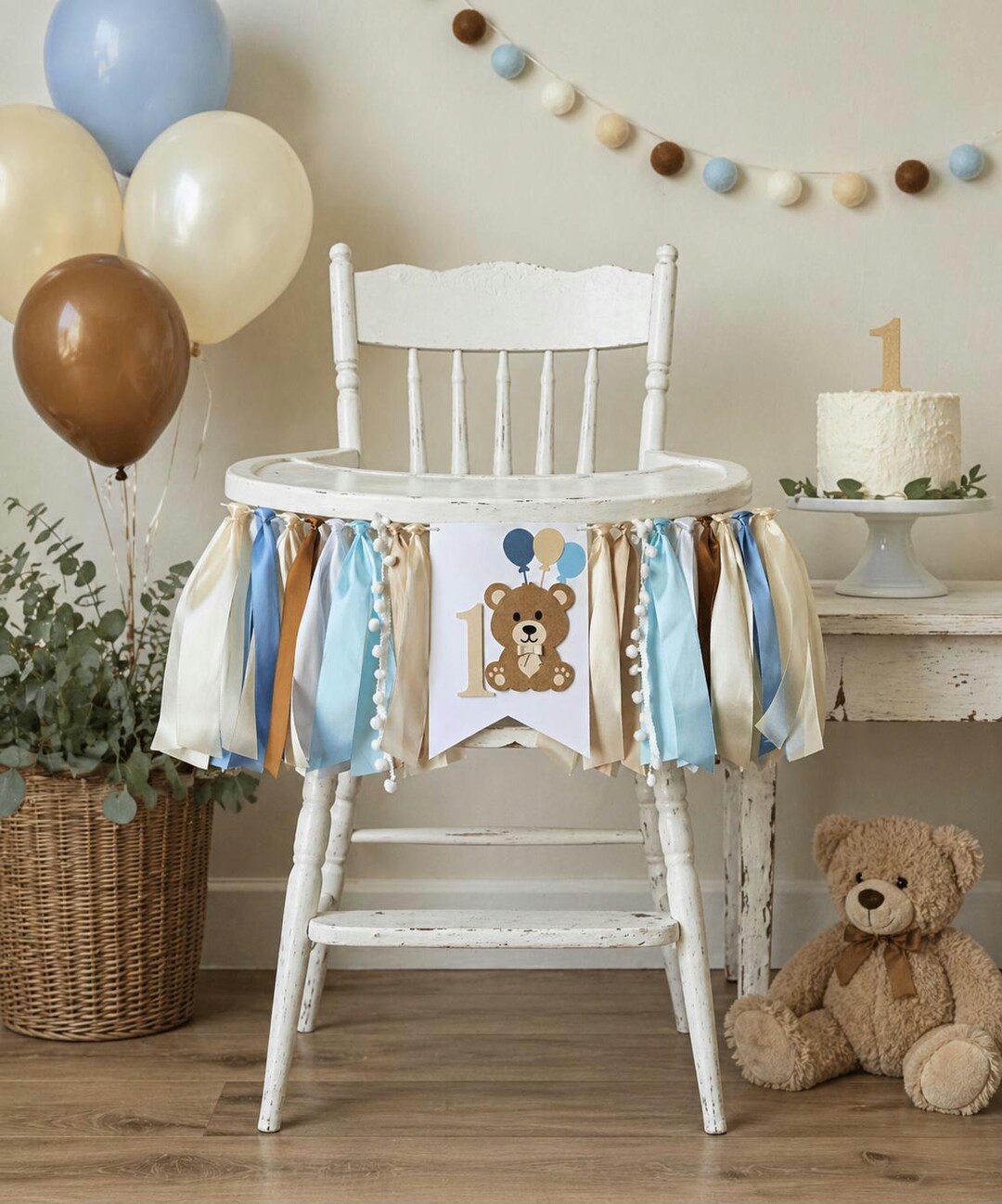 Teddy Bear High Chair Banner, Beary First Birthday Banner, Beary 1st ...