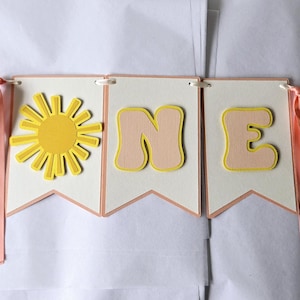 Bandera de sol amarillo, pancarta para trona de niña, tutú con guirnalda de borlas, accesorios para fotos de pastel para niña, letrero para primer cumpleaños de niña