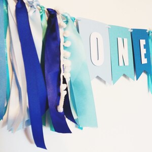 Shades of Blue High Chair Banner, One Banner Boy, Blue Banner 1 Year, 1st Birthday Boy Ideas, Ombre Blue