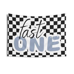 Fast One Backdrop Sign, Fast One First Birthday Decorations, First Lap ...