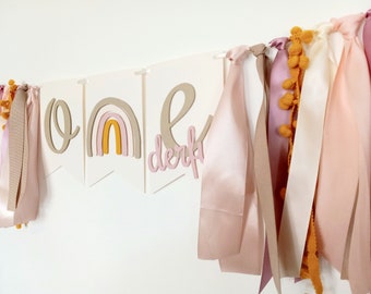 Miss Onederful Rainbow One Banner, Muted Rainbow First, Miss Onederful Banner, Boho Rainbow High Chair Banner, Rainbow 1st