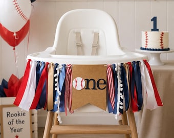 Baseball One Banner, Rookie Of The Year High Chair Garland, First Birthday Boy Decor, Rookie Year Cake Smash Banner, Baseball Theme Sign 1st