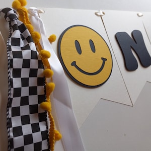 Yellow One Smiley Face Banner, One Happy Dude, First Birthday Boy Decor, One Cool Dude Sign, One Happy Girl High Chair Banner, One Rad Dude