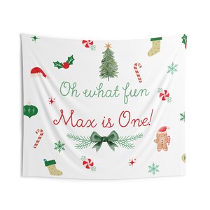 Oh What Fun Sign Baby Boy, Christmas First Birthday Banner Boy, One Year Baby Boy Christmas 1st Birthday Decor Sign, Christmas Birthday Boy