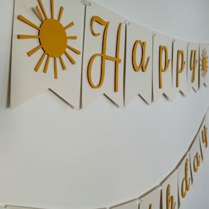 Banner de feliz cumpleaños "Eres mi sol", letrero de feliz cumpleaños con temática solar, fondo de sol para primer cumpleaños, guirnalda moderna de feliz cumpleaños con sol amarillo