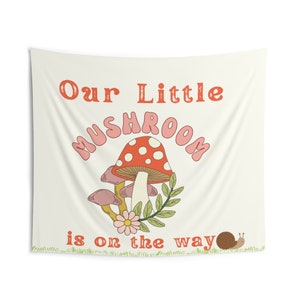 Mushroom Baby Shower Sign, Our Little Mushroom Is On The Way Banner, Woodland Mushroom Baby Shower, Cottagecore Decor, We Love You So Mush
