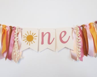 You Are My Sunshine Banner, Sun High Chair Banner, Boho Sun 1st Birthday Decor, Modern Sun One Garland For High Chair, Ribbon Tutu Skirt