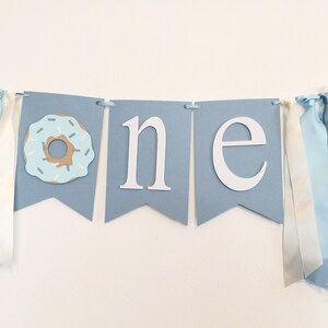 Dusty Blue Donut High Chair Banner, Donut Birthday Boy, Donut Birthday Garland, Donut Grow Up Banner, Baby Boy One Donut, 1st Birthday Donut