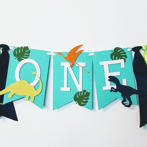 Dinosaur Birthday Banner Decor - 78.7 Inch Long With Colorful Tassels For 1st Birthday Party
