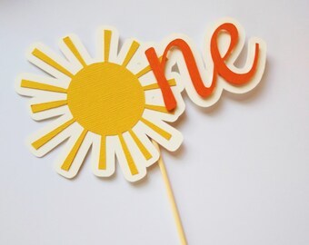 Gender Neutral Sun Topper For 1st 2nd 3rd Birthday, Simplistic Cake Decor, Orange And Yellow Smash Cake Ideas