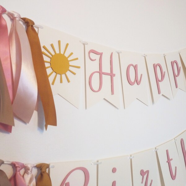 You Are My Sunshine Happy Birthday Banner, Sun Theme Happy Birthday Sign, 1st Birthday Sun Backdrop, Modern Yellow Sun Happy Bday Garland