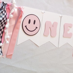 Pink One Smiley Face Banner, One Happy Babe Banner, One Cool Girl Sign, One Happy Girl High Chair Banner, Custom Skater Girl Garland