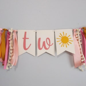 2nd Birthday Banner Girl, 2nd Birthday Sun Theme, Second Birthday Sign, Two Sun Garland, TWO Ribbon Bunting, 2nd 3rd 4th 5th Birthday Themes