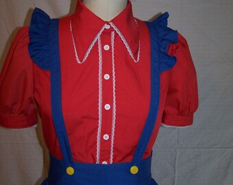 Super Mario Inspired Lolita Shirt Skirt Headband Adult Costume Cosplay  Set LG Large