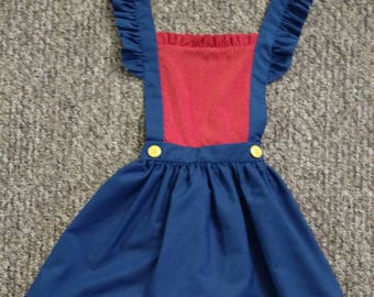 Child's Mario Bros Inspired Costume Penifore Apron