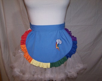 MLP Rainbow Dash-inspirerad rund gotisk Lolita-kostym för vuxna med volangkant